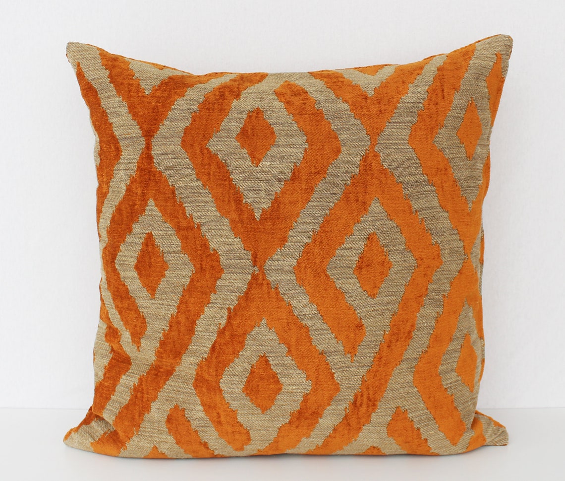 Burnt Orange Velvet Pillow Cover Orange Cushion Case Orange Etsy