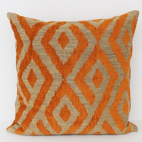 Burnt Orange Velvet Pillow Cover Orange Cushion Case Orange Etsy