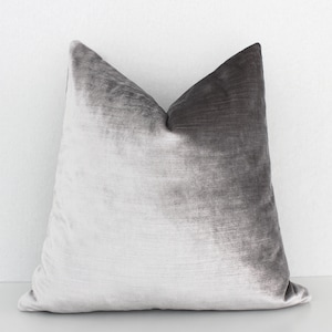 Iridescent Silver Grey Velvet  Pillow Cover, Velvet Pillow Silver, Light Grey Throw Pillow, Silver Grey Pillow Cover, Silver Lumbar Pillow