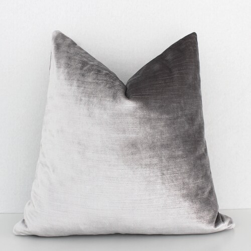 Iridescent Silver Grey Velvet Pillow Cover Velvet Pillow Etsy