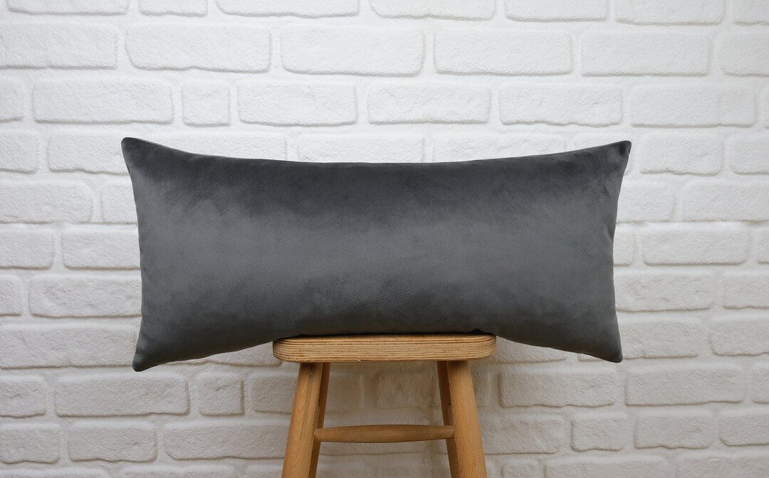 Charcoal Grey Lumbar Pillow Cover, Charcoal Lumbar Pillow Cover, Custom