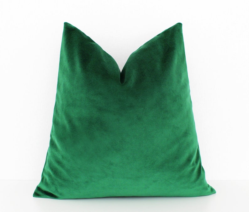 Emerald Velvet Throw Pillow Cover Emerald Green Cushion Dark Etsy