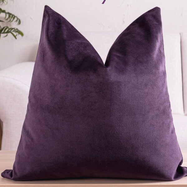 Dark Purple Velvet Throw Pillow Cover, Violet Pillow Cover, Plum Pillow Cover, Piping Edge Purple Pillow Cover, Cording Purple Pillow Cover