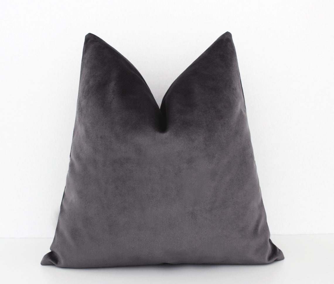 Velvet Pillow Charcoal Grey Velvet Pillow Dark Grey Pillow Etsy