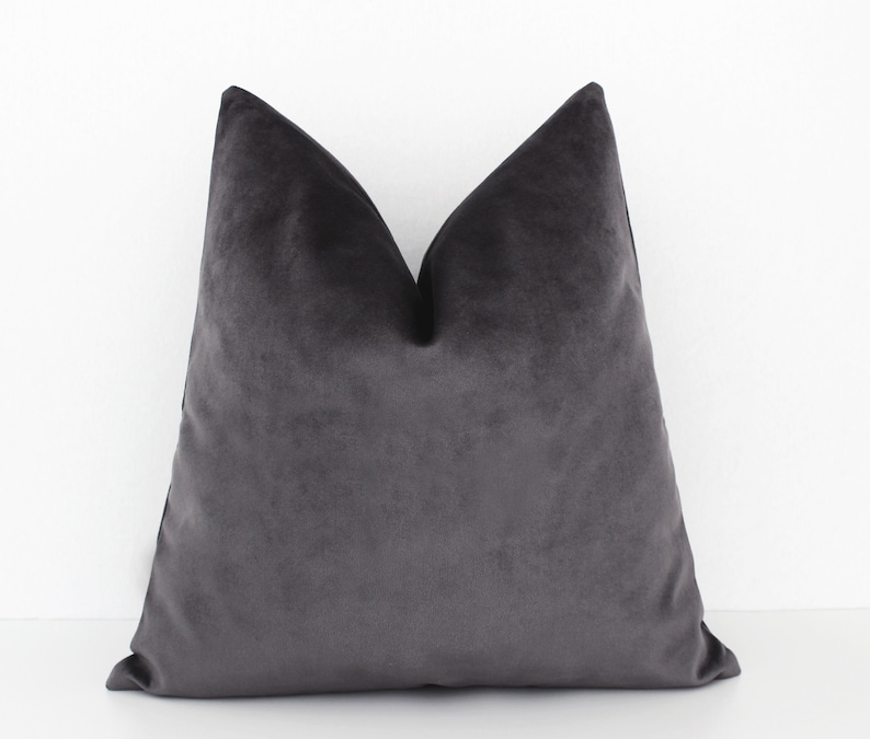 Velvet Pillow Charcoal Grey Velvet Pillow Dark Grey Pillow Etsy