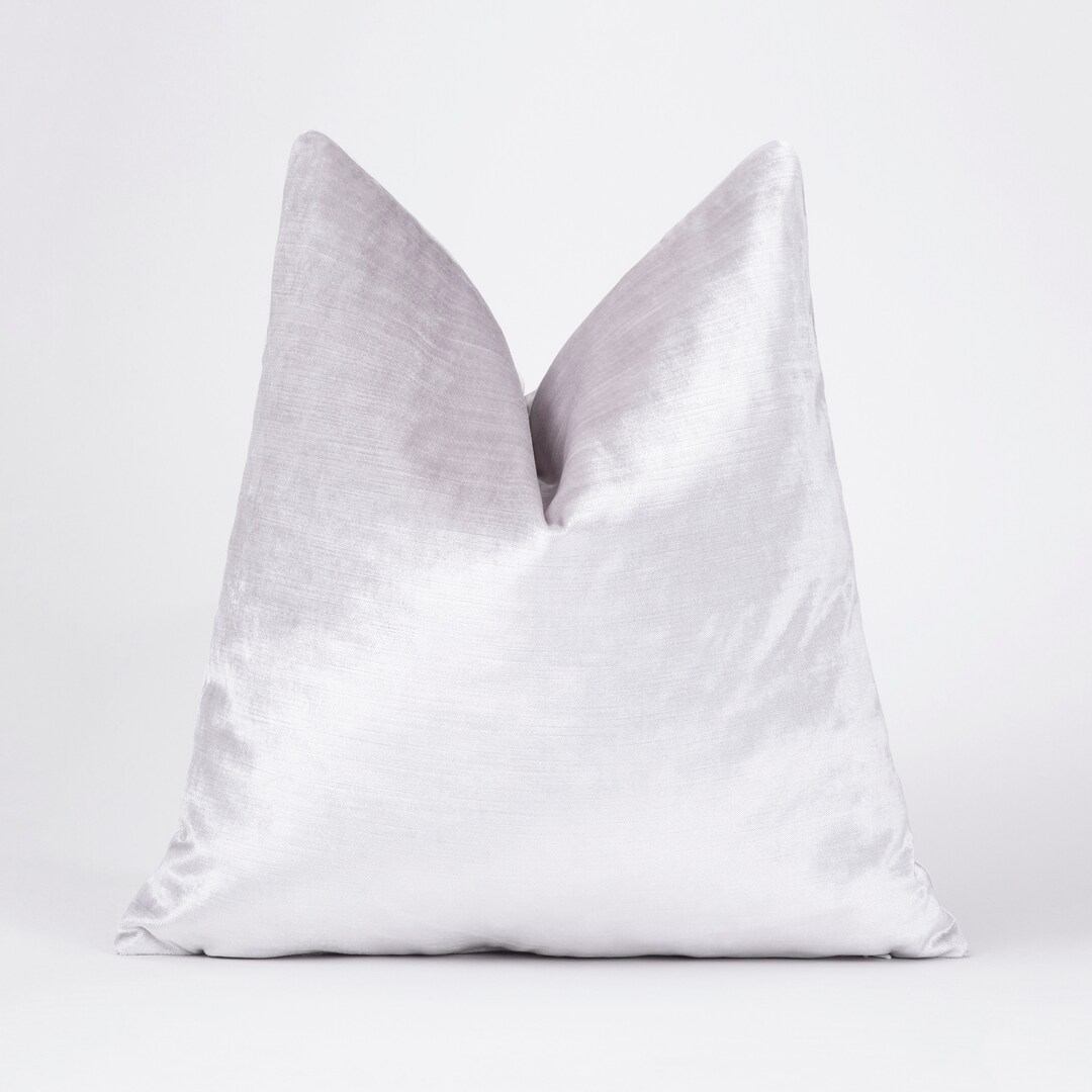 Iridescent Light Gray Velvet Pillow Cover, Gray Throw Pillow, Grey