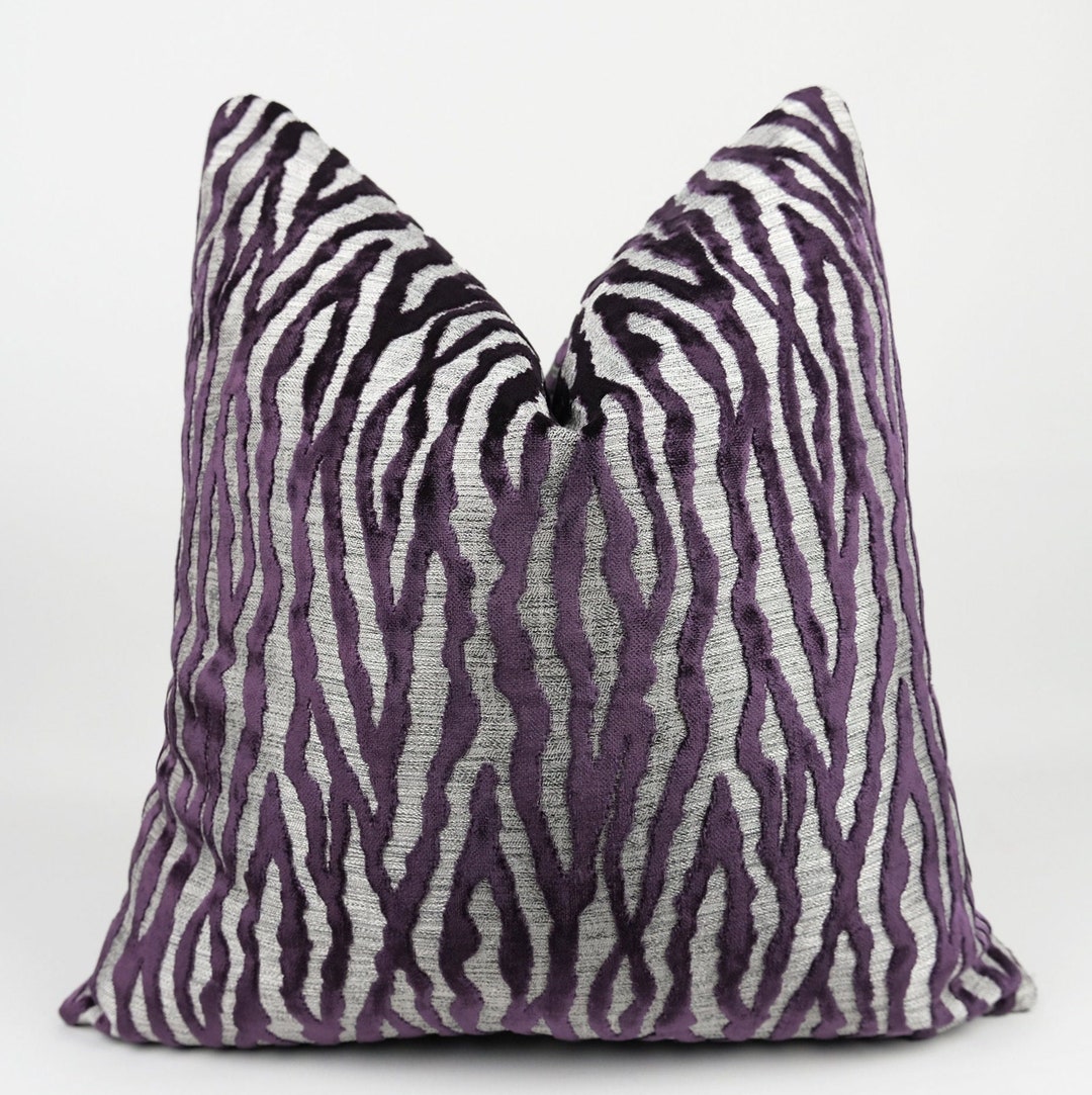 Pillow Cover 20x20, Purple Grey Throw Pillow Cover, Purple Velvet