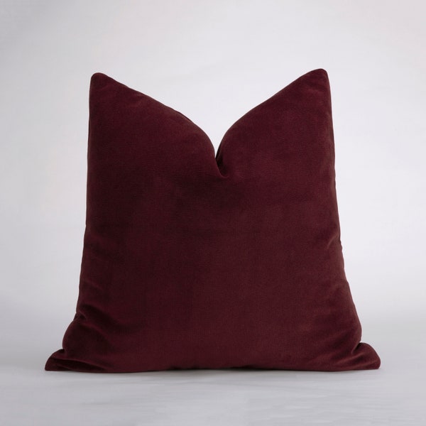 Red Velvet Pillow Cover,  Burgundy Red Velvet Cushion, Dark Burgundy Red Pillow, Red Pillow,  Dark Cherry Red Pillow,  24x24 Pillow Cover