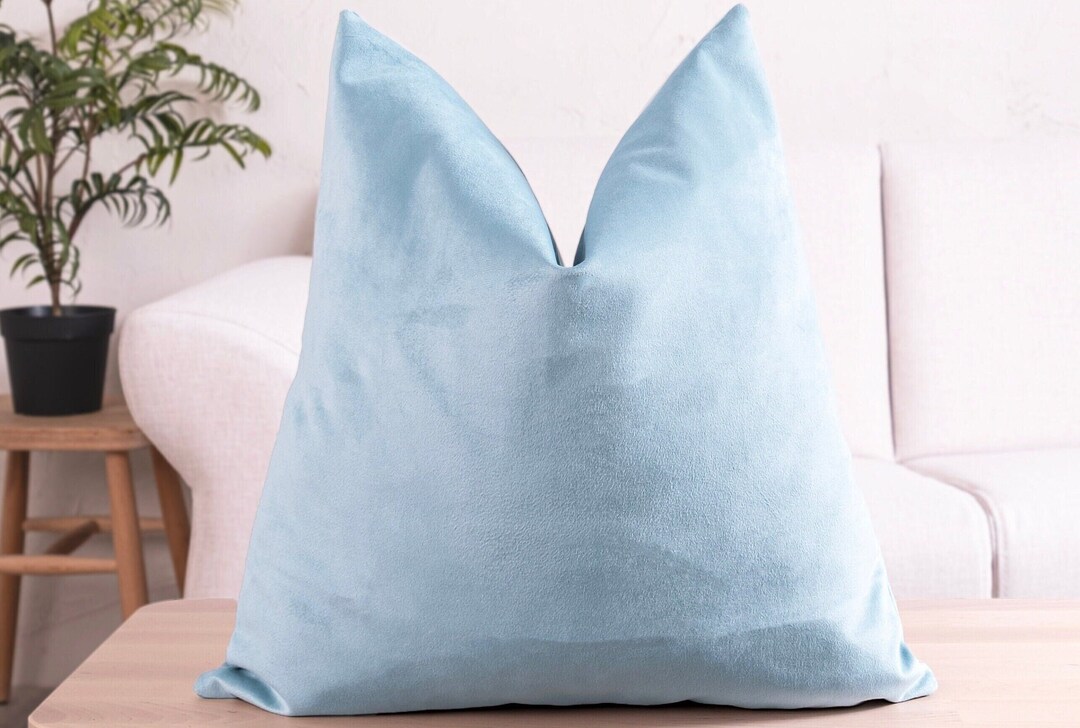 Light Blue Velvet Pillow Cover, Blue Velvet Cushion, Velvet Pillow