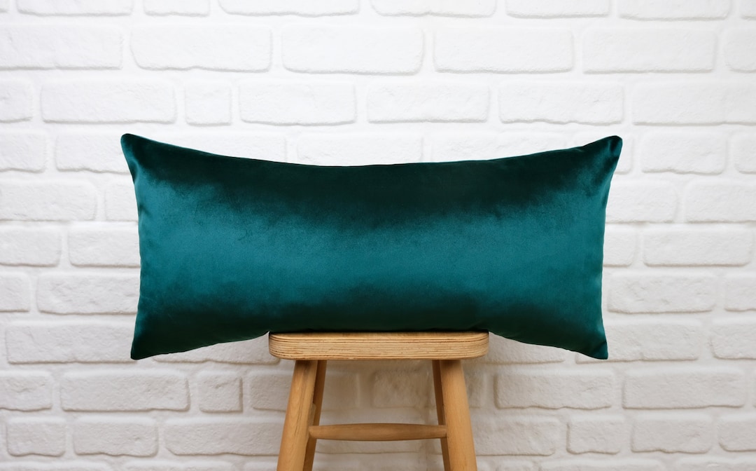 Green Lumbar Pillow Cover, Teal Lumbar Pillow Cover, Dark Green Body