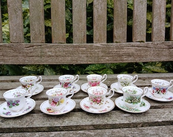 Royal Albert Flowers of the month MINIATURE cups and saucers