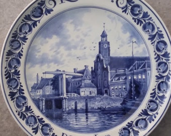 Porceleyne bottle Royal Delft wall plate Rotterdam Delftshaven stainless steel 1937