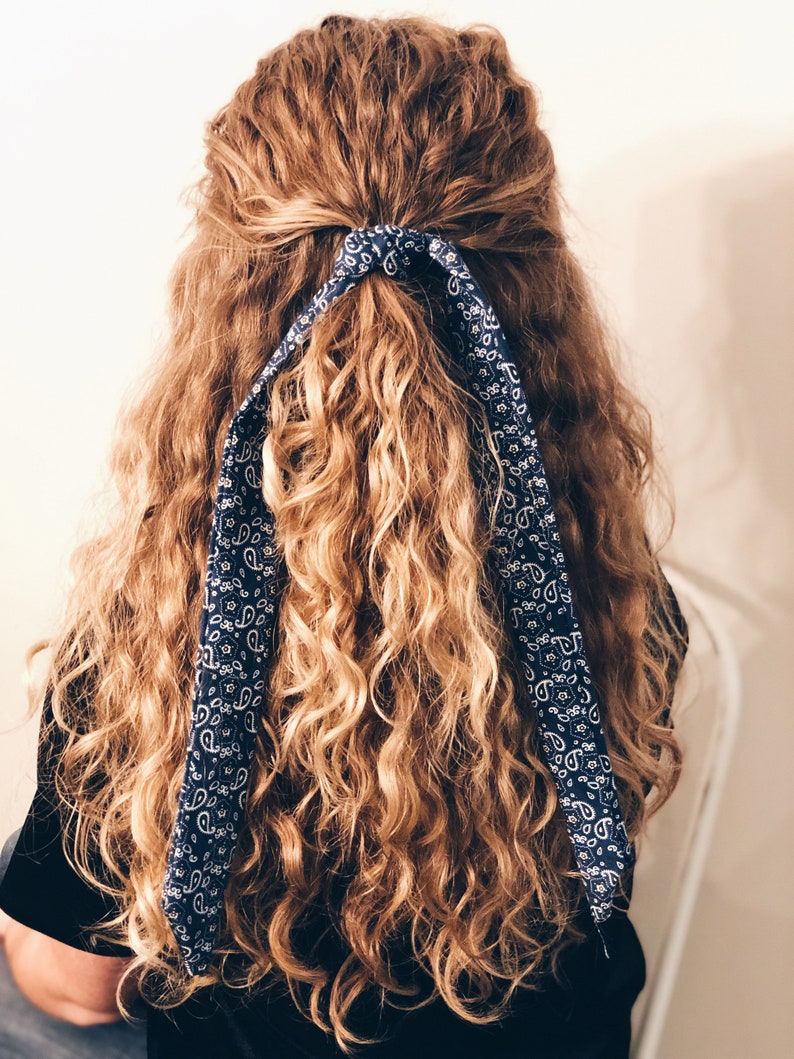 Hair Scarf Navy Hair Scarf For Ponytail Tie Up Bandana Etsy