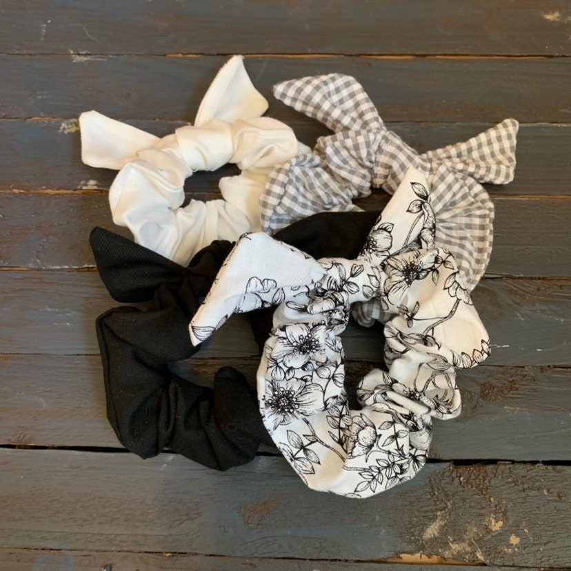 Neutrals Hair Scrunchies Combo Pack, Black Hair Scarf Scrunchie With …