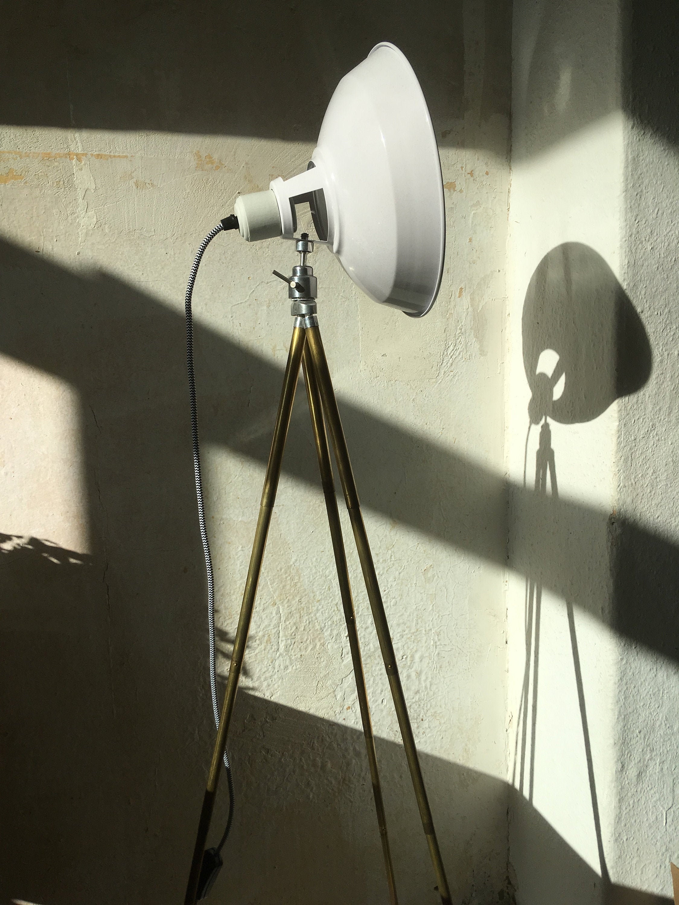 Floor Lamp With Textile Cable In Industrial Design Retro Floor Etsy