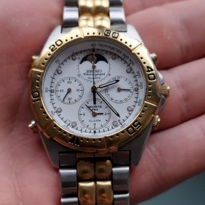7t36-6a40 Seiko Moonphase Chronograph Diver Alarm Watch Gmt 7t36-6a40 Seiko Moonphase Chronograph Diver Alarm Watch Gmt