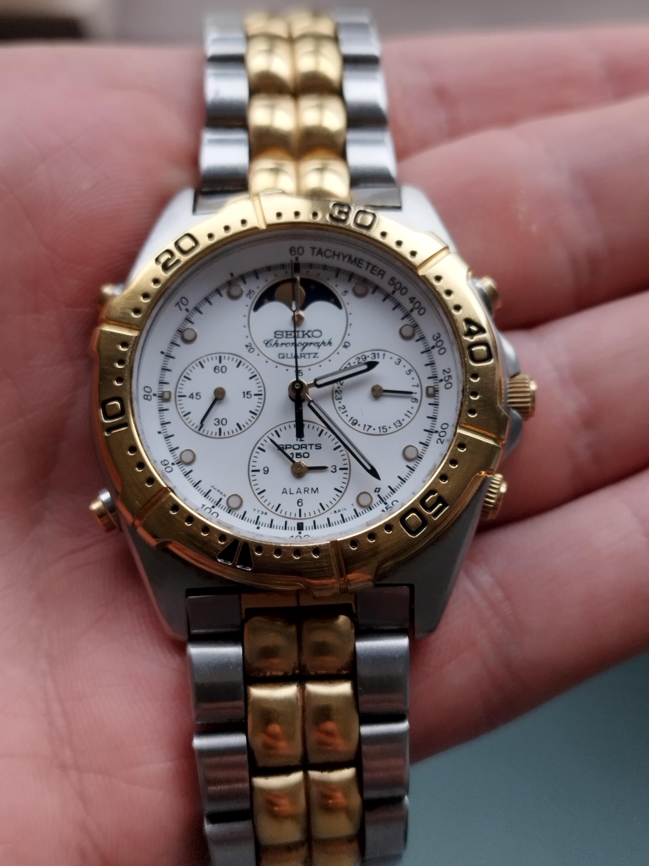 7t36-6a40 Seiko Moonphase Chronograph Diver Alarm Watch Gmt 7t36-6a40 Seiko Moonphase Chronograph Diver Alarm Watch Gmt