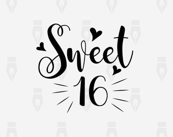 Download Sweet sixteen svg | Etsy