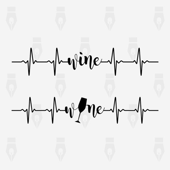 Wine Heartbeat svg Wine heartbeat digital clipart files for Etsy