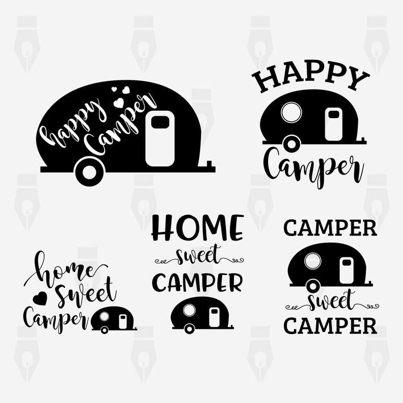 Download Clip Art Dxf Vector File Happy Camper Svg Png File Camper Svg Camper Clipart Art Collectibles