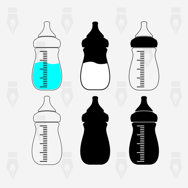 Download Craft Supplies Tools Baby Bottle Silhouette Digital Clipart Files For Design Dxf Cutting Or More Printing Png Instant Files Included Svg Baby Bottle Svg Drawing Drafting