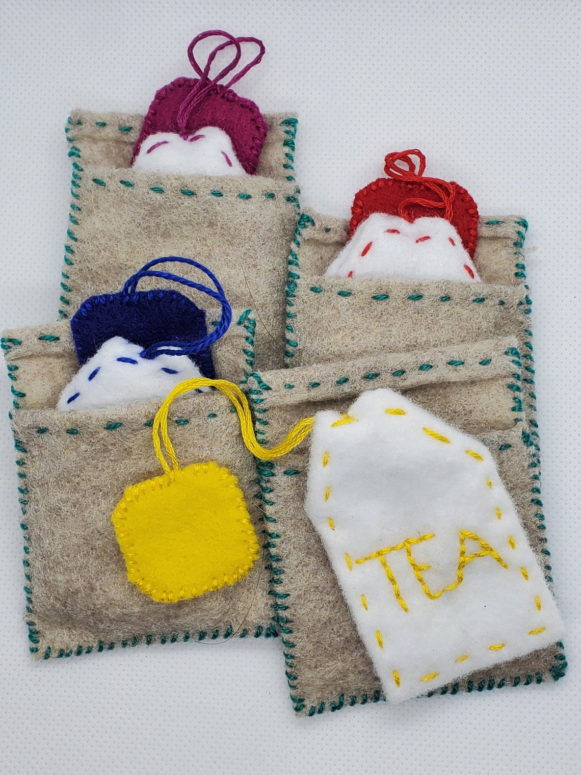 8 Piece Colorful Tea Bag Set Etsy