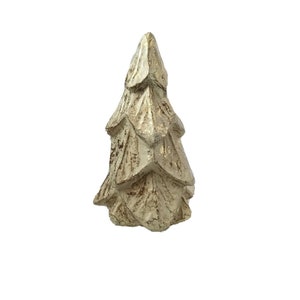 Vintage Hand Painted Gold Papier Mache Christmas Tree Collectible Figure Ornament Retro Country Farmhouse Decor