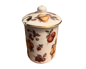 Vintage St. George Fine Bone China Country Kitchen Farmhouse Decor England Porcelain Jam Honey Pot With Lid Fruit Design