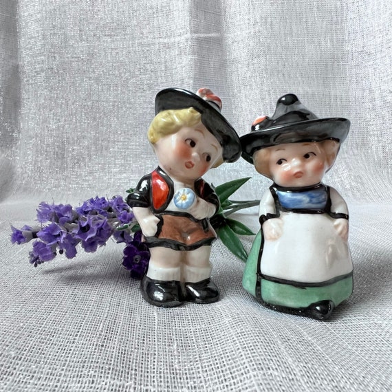 Vintage Goebel Hummel German Boy and Girl Ceramic Figurines Salt