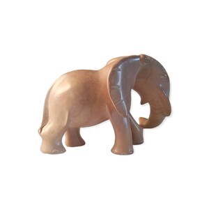 Vintage Hand Crafted Very Heavy Beige Soapstone Lucky Elephant Figure Figurine Statue Ornament Homs Decor Gift Idea