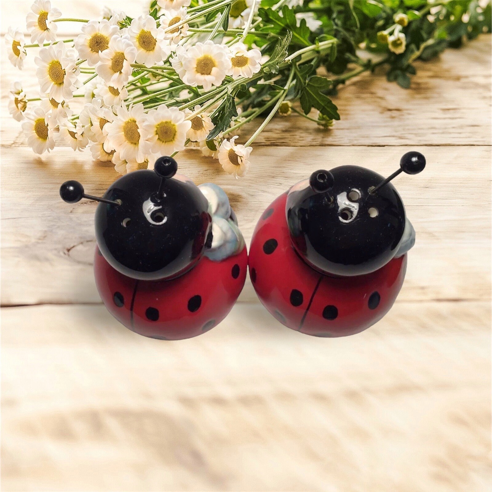 ヴィンテージ 明るくてかわいい擬人化されたてんとう虫のペア てんとう