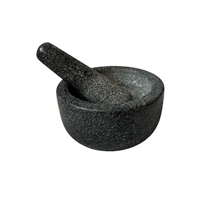 Vintage Grey Speckled Solid Granite Stone Mortar & Pestle Set Herb Garlic Grinder Small Hand Mill Retro Kitchen Farmhouse Decor