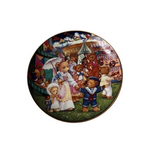 Vintage The Franklin Mint Heirloom Fine Porcelain Plate Teddy Bear Fair Carol Lawson Limited Edition Decorative Plate Wall Decor