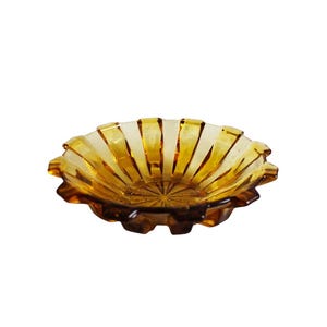 Vintage Stolze Hermanova Hut Ambre Jaune Marron Verre Fruits Bonbon Petit Bol Assiette Plateau Décor De Table À Manger Vaisselle