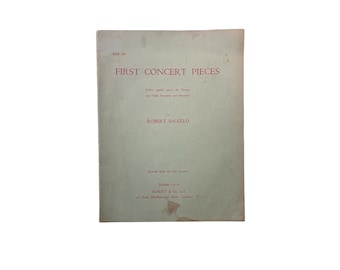 Vintage bladmuziekboek Pianoforte Engelse klassieke muzikant muziekliefhebber leraar verzamelaar cadeau Robert Salkeld First Consert Pieces