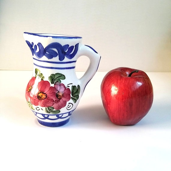 スペイン花柄陶器ピッチャー スペイン陶器 花柄のマニセス焼 水差し