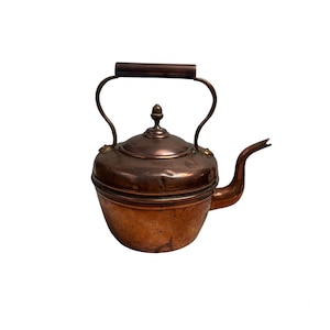 Antique Victorian Copper Kettle Acorn Finial Europe French Copper Teapot Cottage Farmhouse Rustic Kitchen Restaurant Decor Watering Can