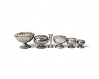 Vintage Grenadior Lanthe Silver Plated Rose Bowl & Mesh Footed Vase Potpourri Flower Arrangement Мade in England Different Sizes