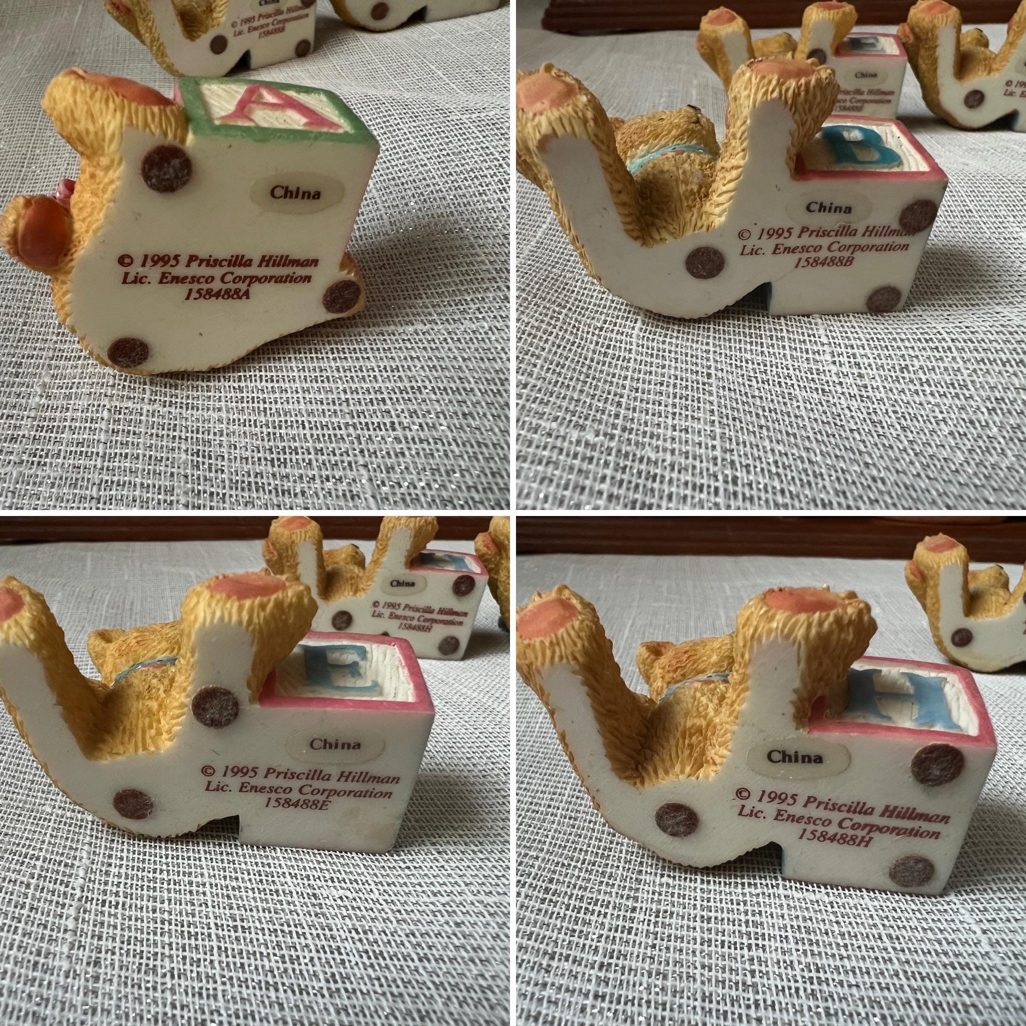 Vintage Enesco Cherished Teddies Display Shelf: Wooden ABC Case