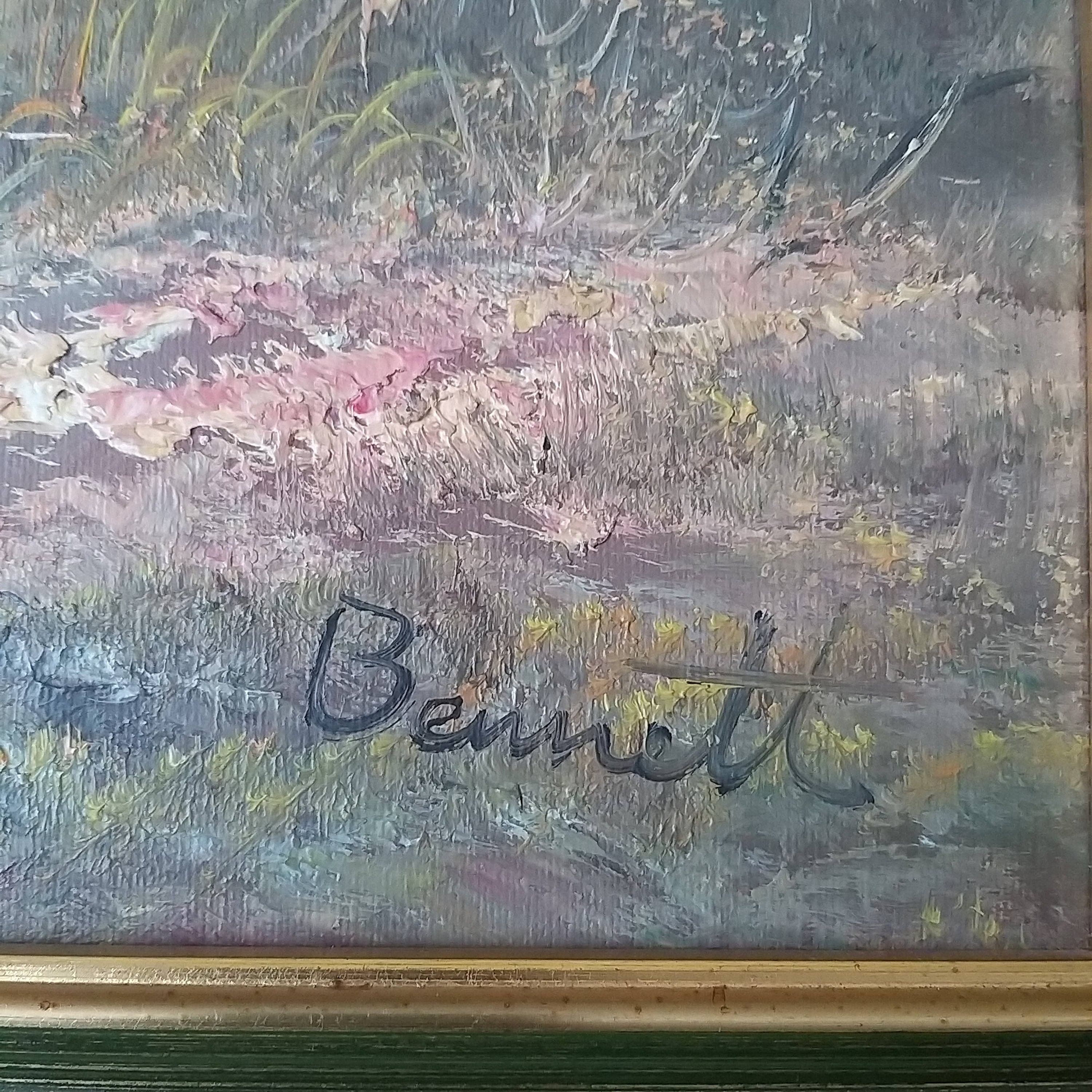 Vintage Sign by Artist Oil Canvas Painting Wall Art Etsy