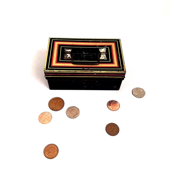Vintage Chad Valley No 10015 Black Striped Small Metal Memory