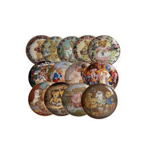 Vintage Franklin Mint Collection of Teddy Bears Art Sue Willis, Sarah Bengry, 22k Gold Rim Decorative Plate Retro Decor Gift Idea