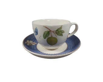 Vintage Wedgwood Sarah's Garden Citrus Aurantifolia Butterflies Bumblebee Queensware 1997 Design White Blue Earthenware Tea Set Cup & Saucer