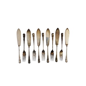 Antique Vintage Silver Plated Cutlery Fish Server’s & Forks Set