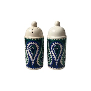 Vintage Monte Sol by Susan Williams Ellis Portmeirion Blue  Green Salt & Pepper Shakers Set Pots Farmhouse Country Retro Kitchen Decor Rare