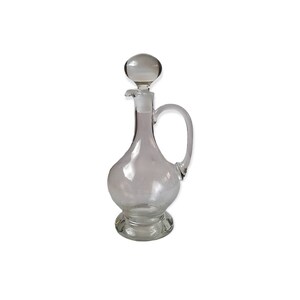 Vintage Crystal Plain Clear Glass Whiskey Vodka Cruet Claret Water Jug Carafe Ewer Wine Decanter with Solid Ball Stopper Retro Bar Decor