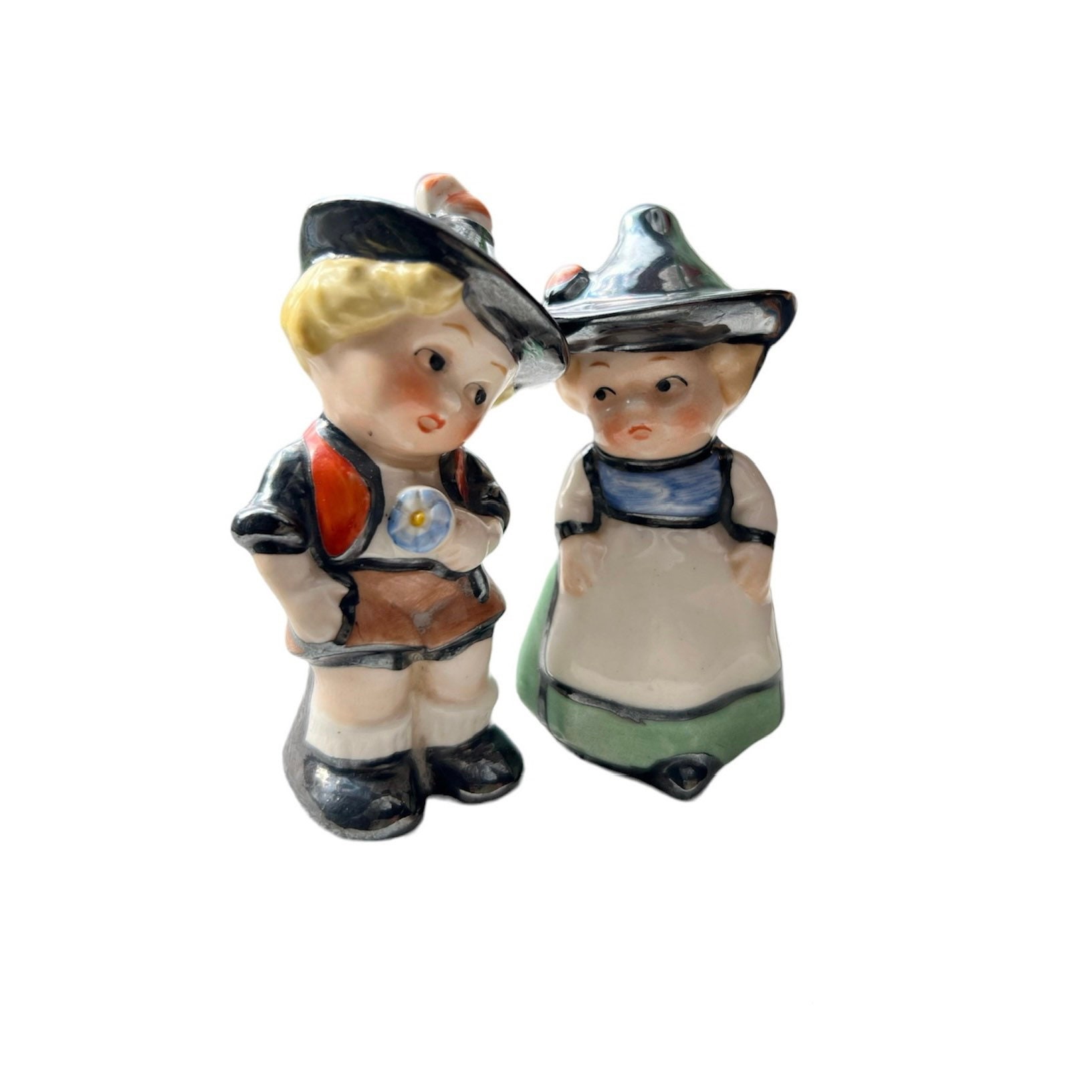 Vintage Goebel Hummel German Boy and Girl Ceramic Figurines Salt