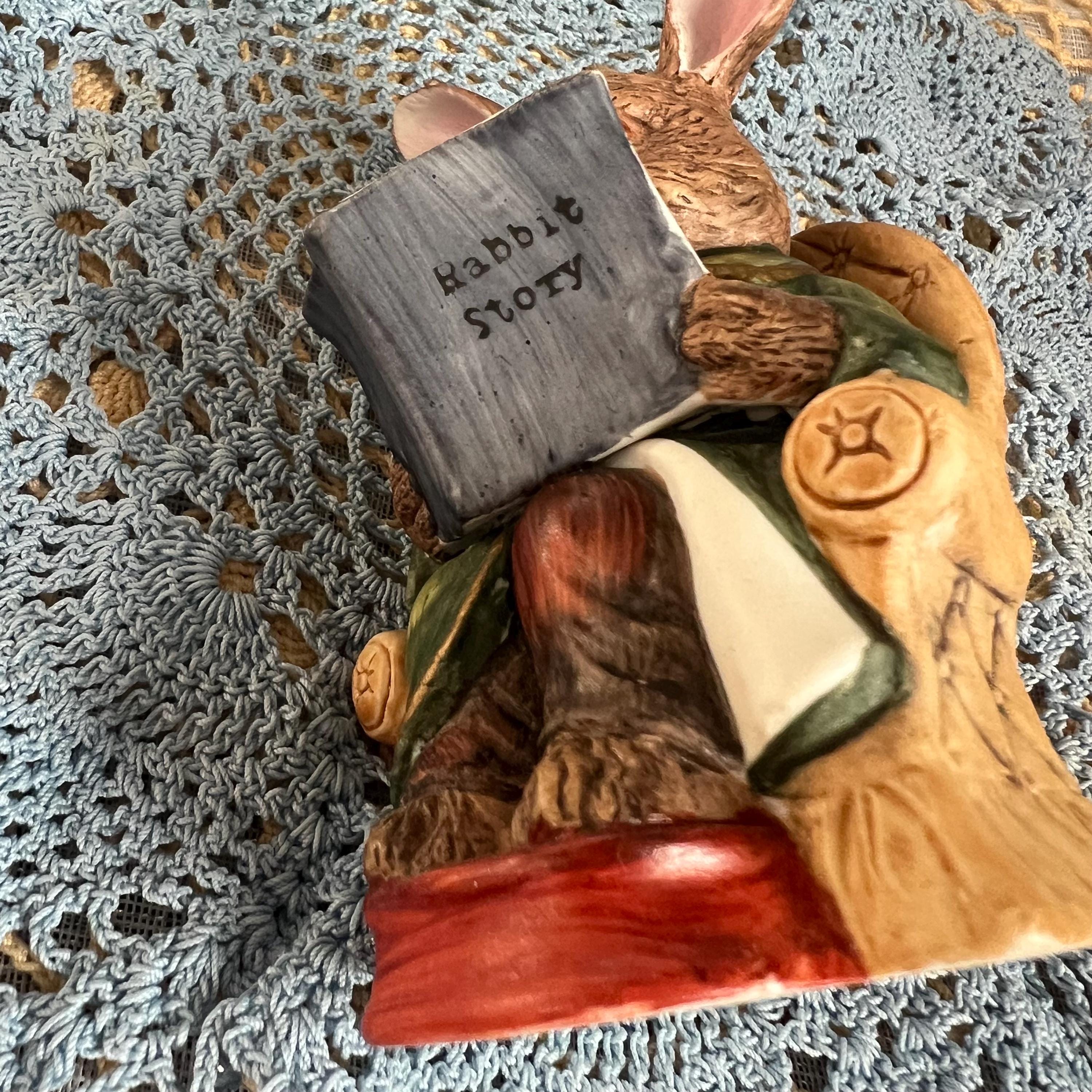 Vintage Ceramic Peter Rabbit Style Reading Book Anthropomorphic ...