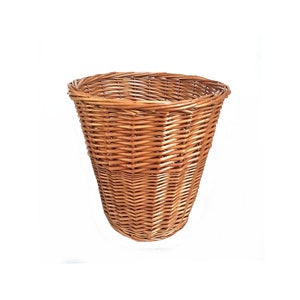 Vintage Handmade Rattan Wicker Planter Woven Decorative Waste Paper Basket Bin Cachepot Plant Pot Holder Boho Bohemian Home Decor