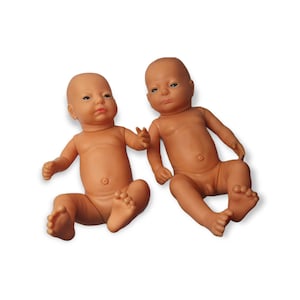 Vintage Realistic Newborn Baby Boy Baby Girl Twins Doll Blue Grey Eyes With Outfit Collectible Toy Nursery Posy Anatomically Correct
